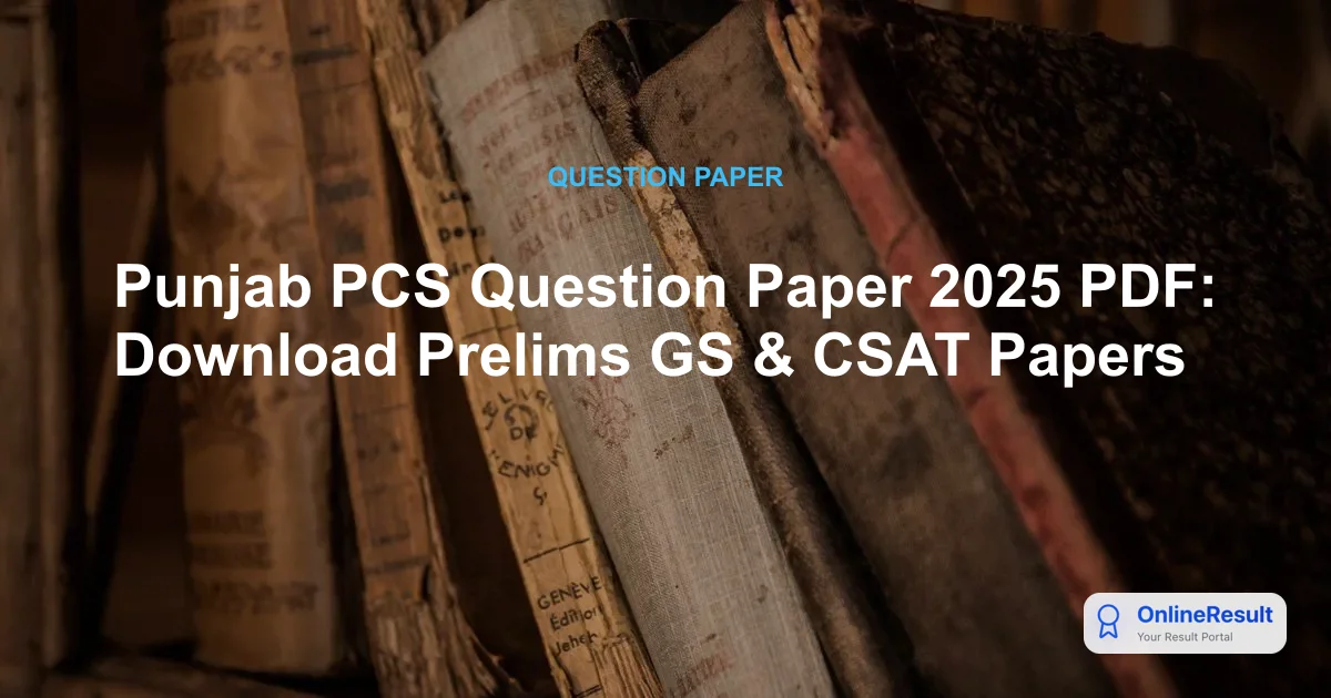 Punjab PCS Question Paper 2025 PDF: Download Prelims GS & CSAT Papers