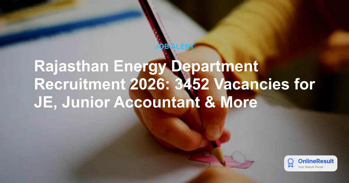 Rajasthan Energy Department Recruitment 2026: 3452 Vacancies for JE, Junior Accountant & More