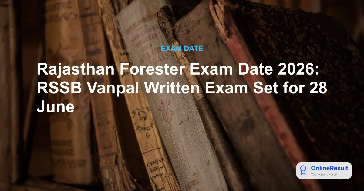 Rajasthan Forester Exam Date 2026: RSSB Vanpal Written Exam Set for 28 June