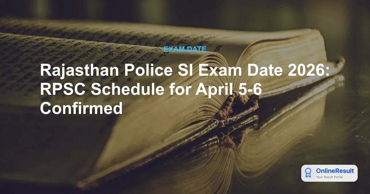 Rajasthan Police SI Exam Date 2026: RPSC Schedule for April 5-6 Confirmed