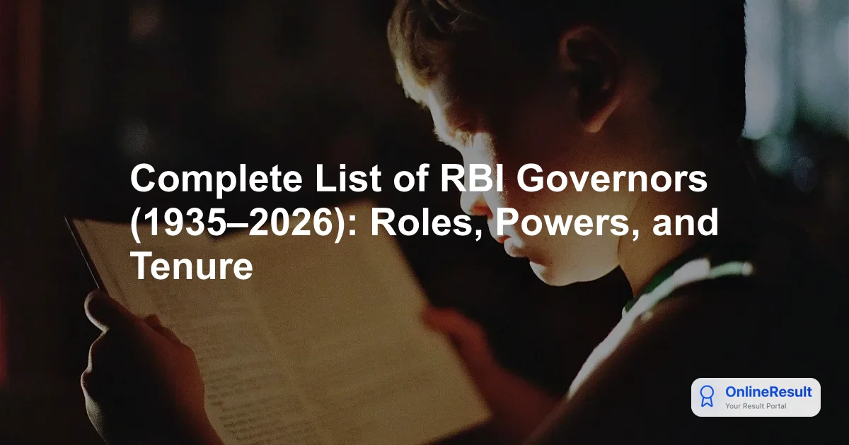 Complete List of RBI Governors (1935–2026): Roles, Powers, and Tenure