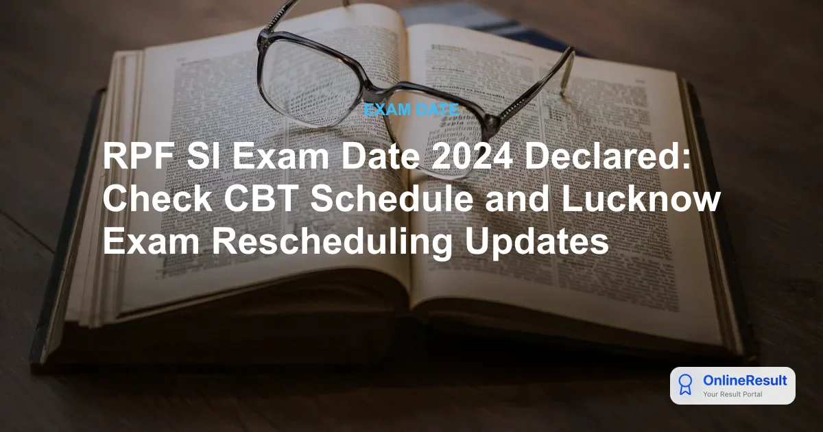 RPF SI Exam Date 2024 Declared: Check CBT Schedule and Lucknow Exam Rescheduling Updates