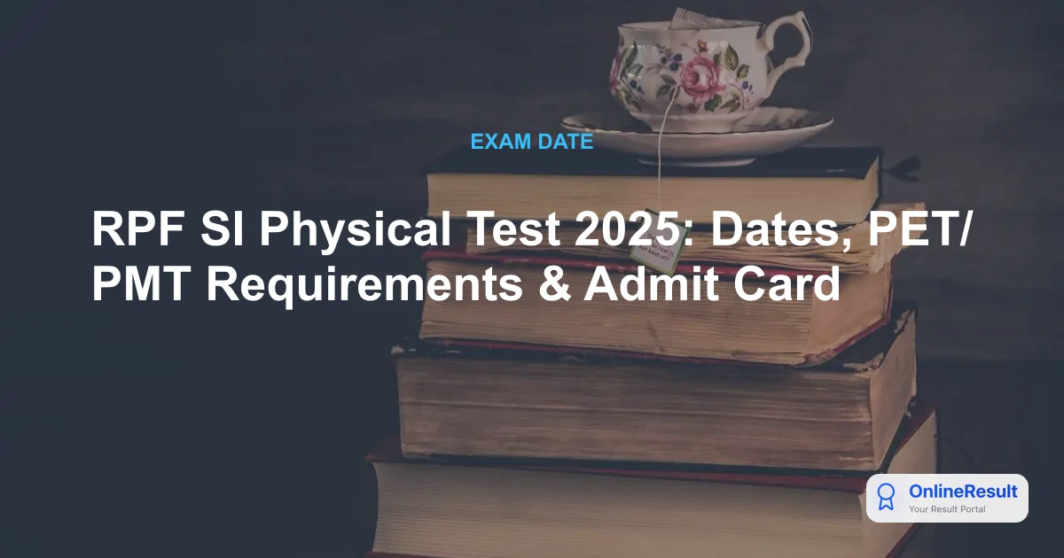 RPF SI Physical Test 2025: Dates, PET/PMT Requirements & Admit Card
