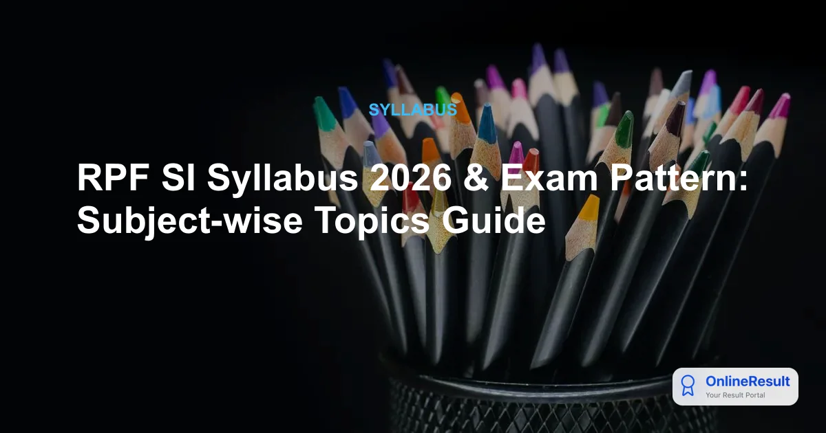 RPF SI Syllabus 2026 & Exam Pattern: Subject-wise Topics Guide