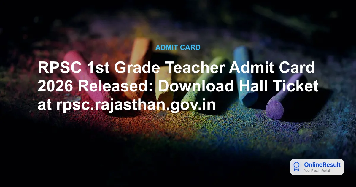 RPSC 1st Grade Teacher Admit Card 2026 Released: Download Hall Ticket at rpsc.rajasthan.gov.in