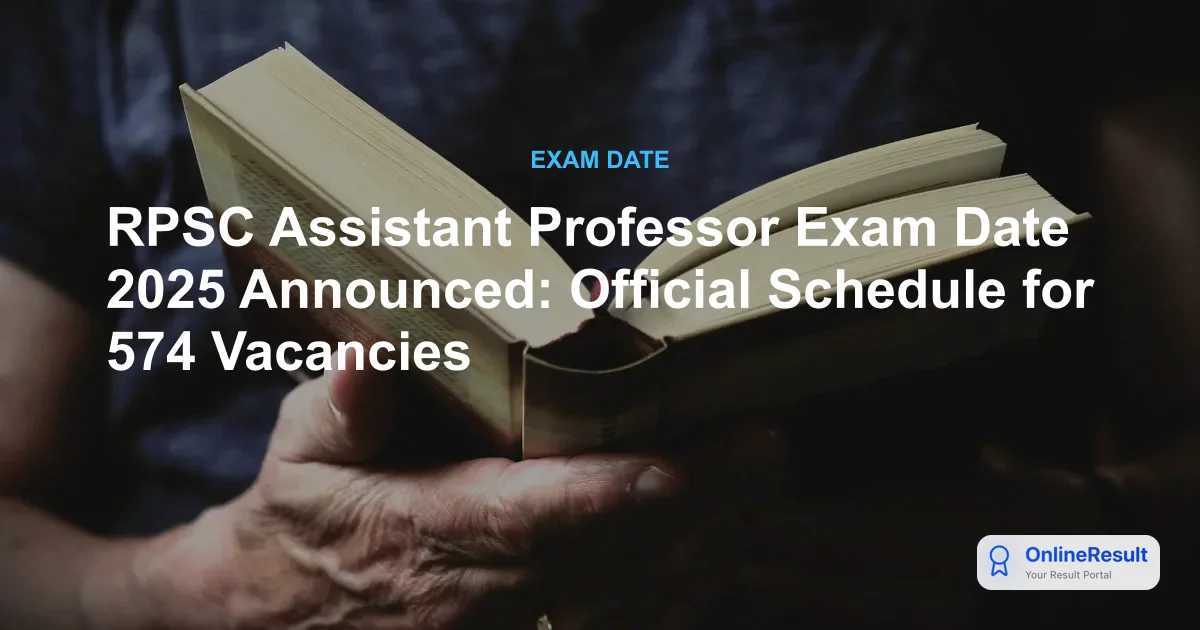RPSC Assistant Professor Exam Date 2025 Announced: Official Schedule for 574 Vacancies