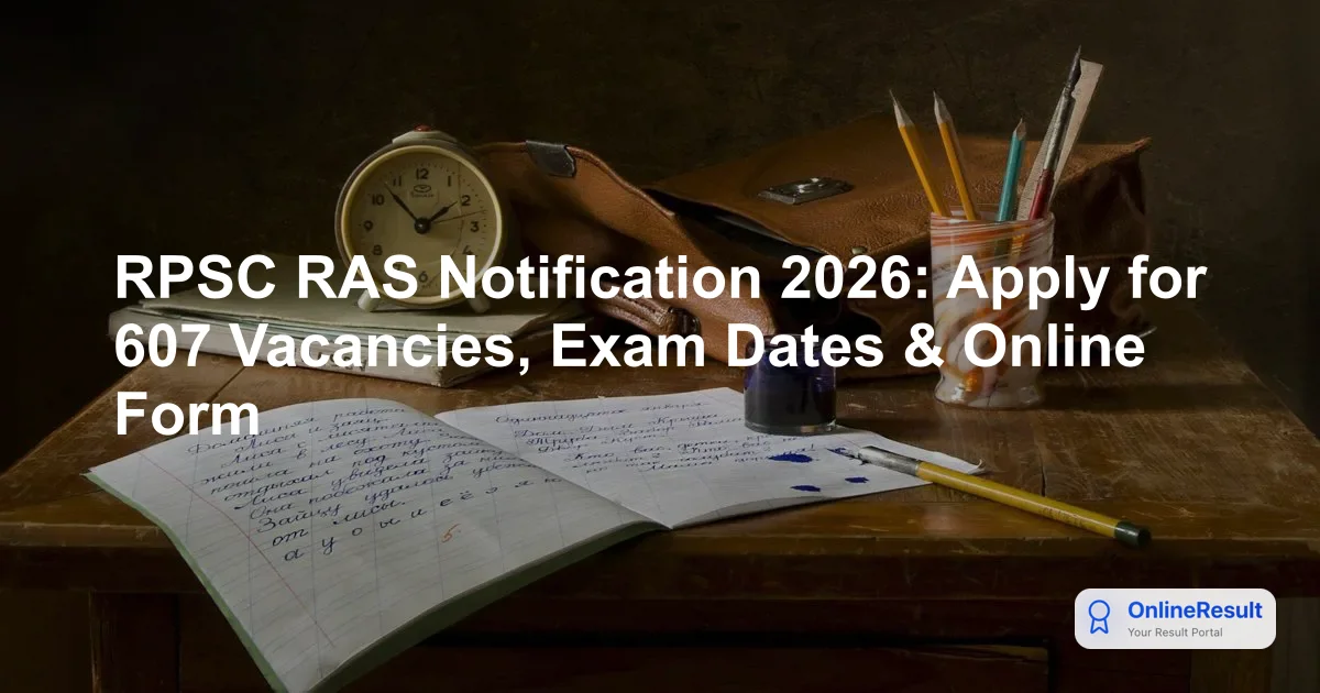 RPSC RAS Notification 2026: Apply for 607 Vacancies, Exam Dates & Online Form