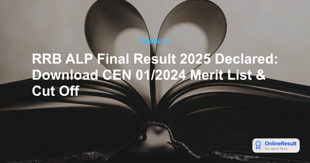 RRB ALP Final Result 2025 Declared: Download CEN 01/2024 Merit List & Cut Off