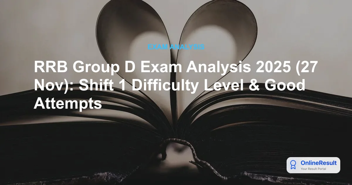 RRB Group D Exam Analysis 2025 (27 Nov): Shift 1 Difficulty Level & Good Attempts
