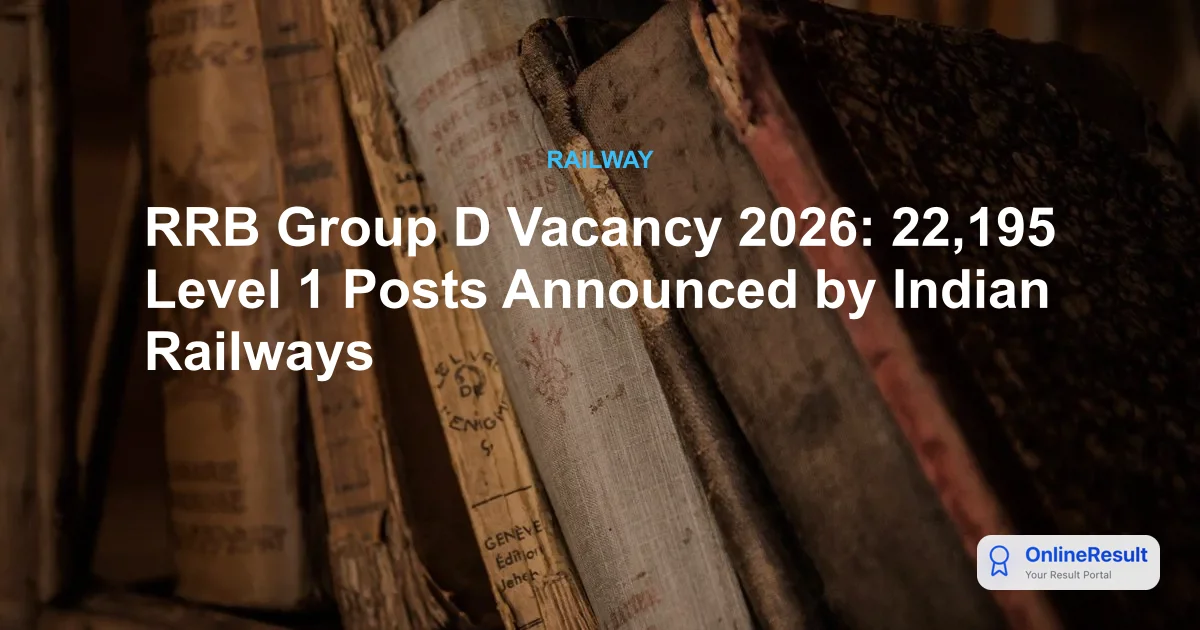 RRB Group D Vacancy 2026: 22,195 Level 1 Posts Announced by Indian Railways