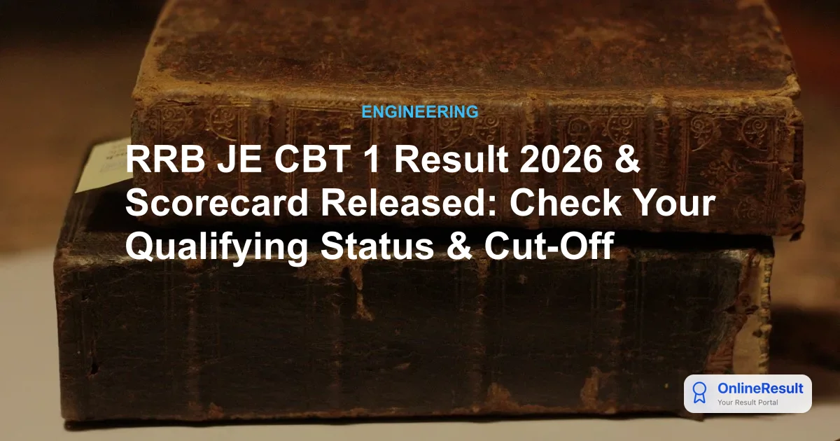 RRB JE CBT 1 Result 2026 & Scorecard Released: Check Your Qualifying Status & Cut-Off