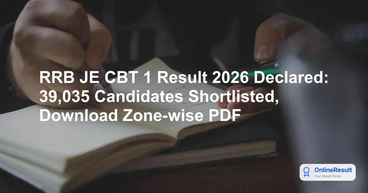 RRB JE CBT 1 Result 2026 Declared: 39,035 Candidates Shortlisted, Download Zone-wise PDF