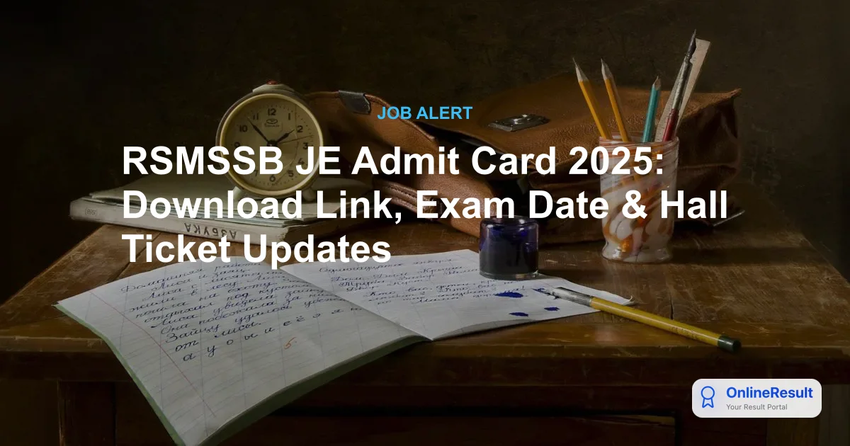 RSMSSB JE Admit Card 2025: Download Link, Exam Date & Hall Ticket Updates