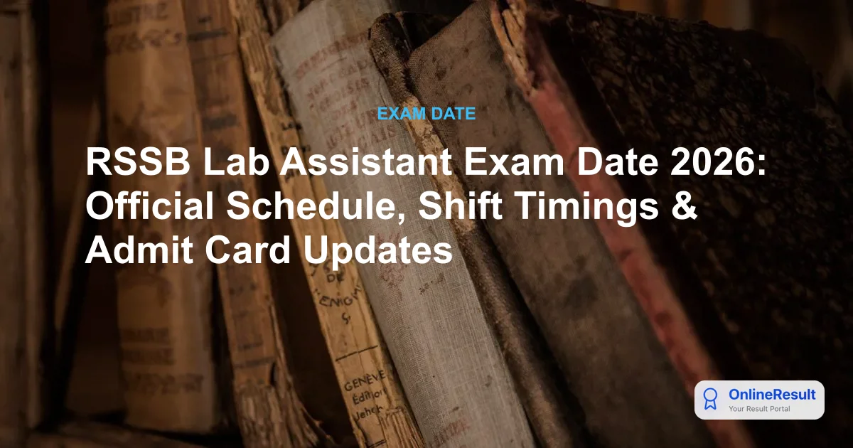 RSSB Lab Assistant Exam Date 2026: Official Schedule, Shift Timings & Admit Card Updates