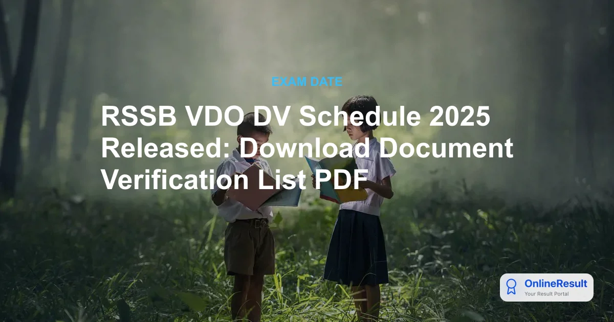 RSSB VDO DV Schedule 2025 Released: Download Document Verification List PDF