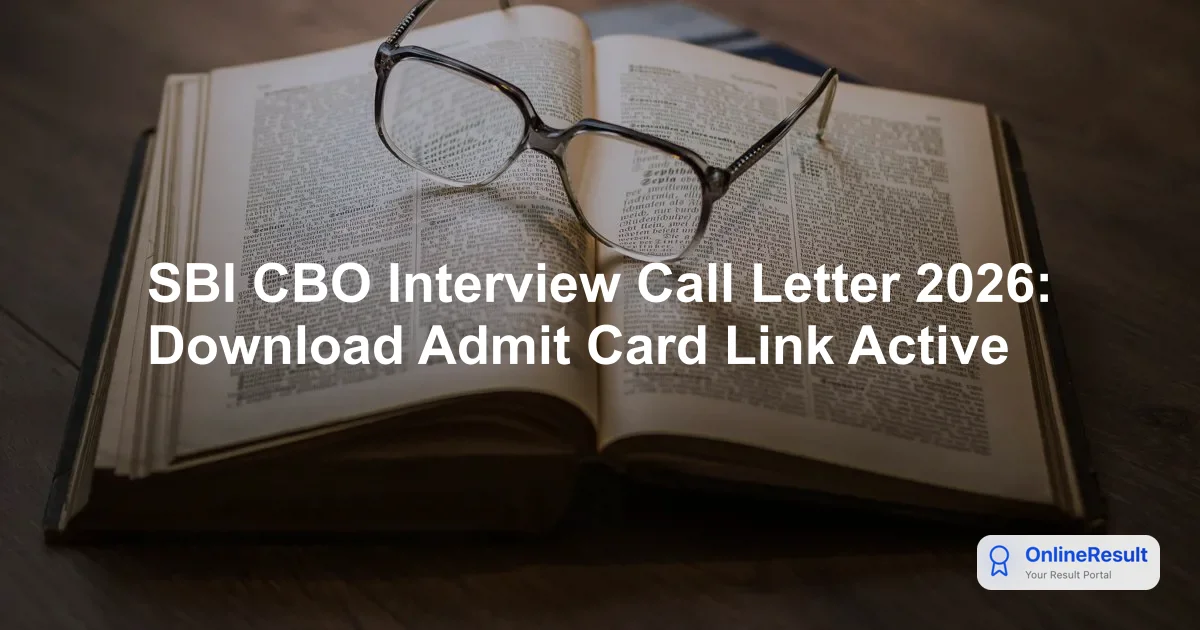 SBI CBO Interview Call Letter 2026: Download Admit Card Link Active