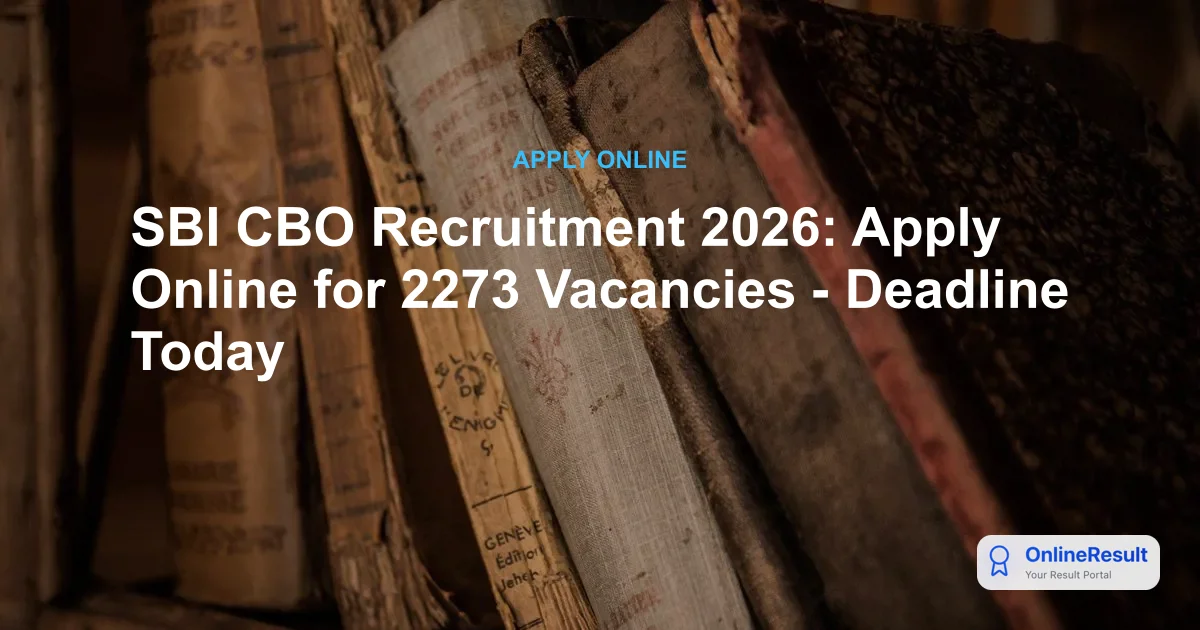 SBI CBO Apply Online 2026: Registration Link & Application Process