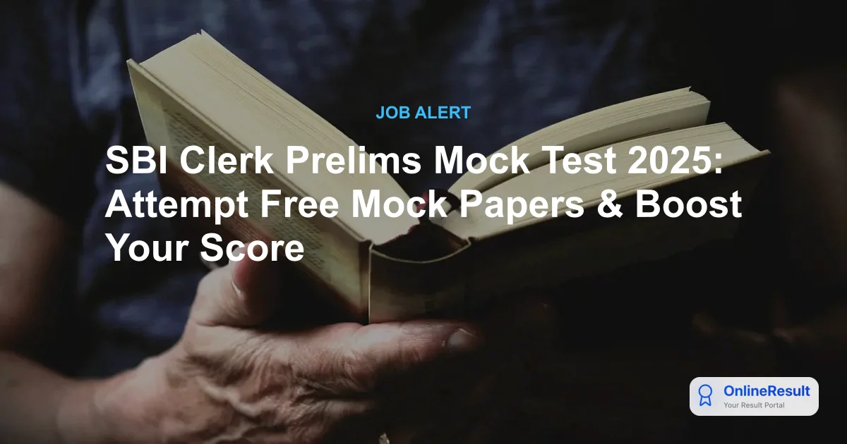 SBI Clerk Prelims Mock Test 2025: Attempt Free Mock Papers & Boost Your Score