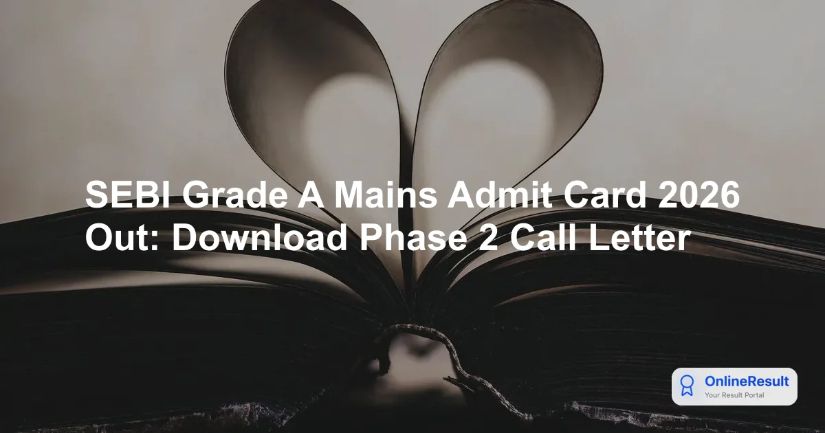 SEBI Grade A Mains Admit Card 2026 Out: Download Phase 2 Call Letter