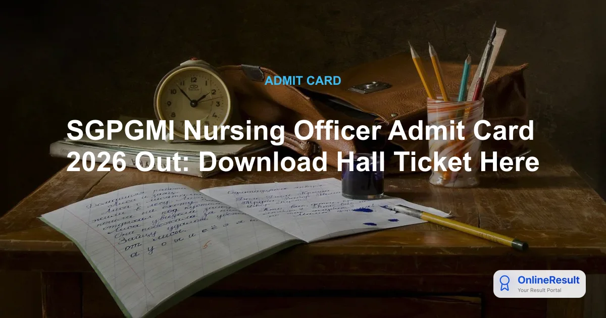 SGPGMI Nursing Officer Admit Card 2026 Out: Download Hall Ticket Here