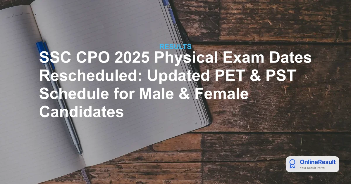 SSC CPO 2025 Physical Exam Dates Rescheduled: Updated PET & PST Schedule for Male & Female Candidates