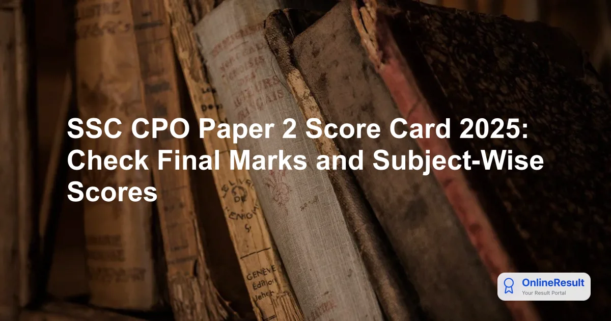 SSC CPO Paper 2 Score Card 2025: Check Final Marks and Subject-Wise Scores