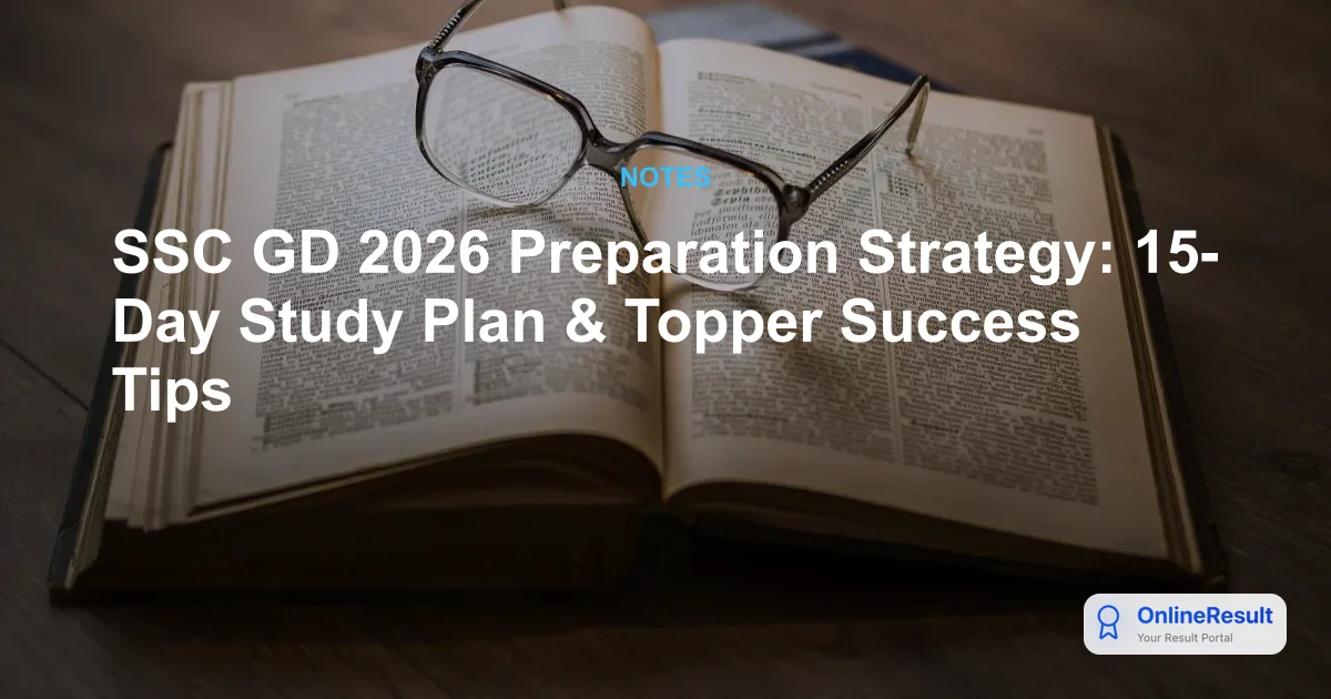 SSC GD 2026 Preparation Strategy: 15-Day Study Plan & Topper Success Tips