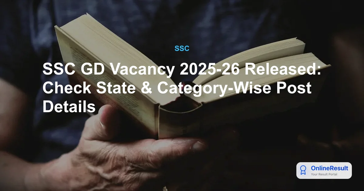 SSC GD Vacancy 2025-26 Released: Check State & Category-Wise Post Details