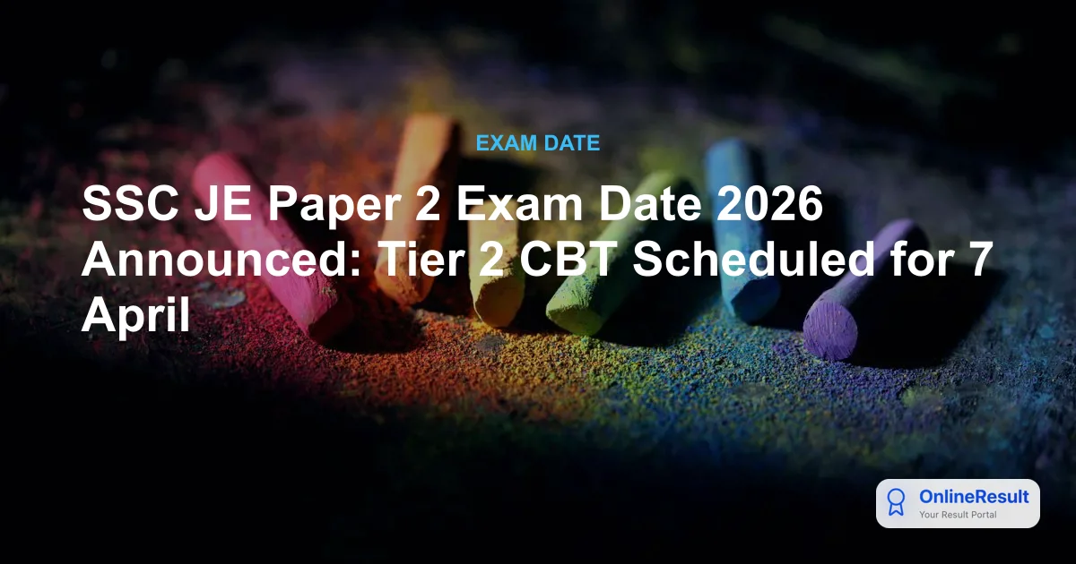 SSC JE Paper 2 Exam Date 2026 Announced: Tier 2 CBT Scheduled for 7 April
