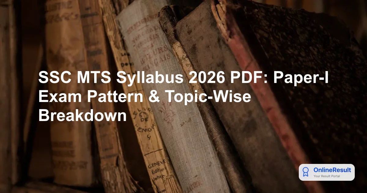 SSC MTS Syllabus 2026 PDF: Paper-I Exam Pattern & Topic-Wise Breakdown