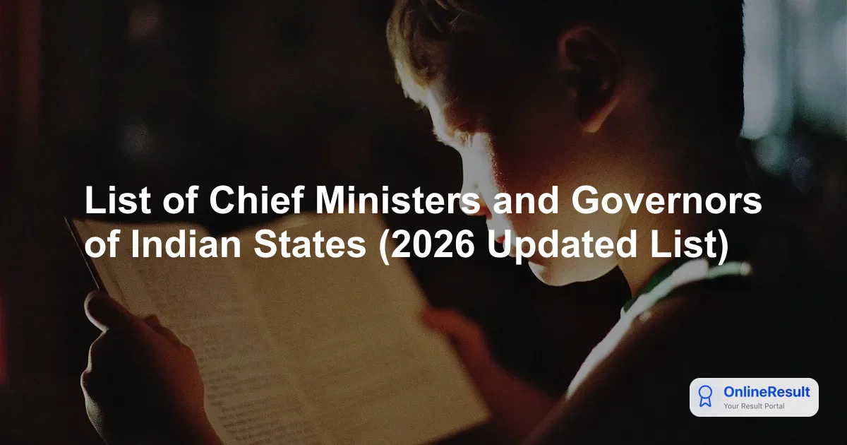 List of Chief Ministers and Governors of Indian States (2026 Updated List)