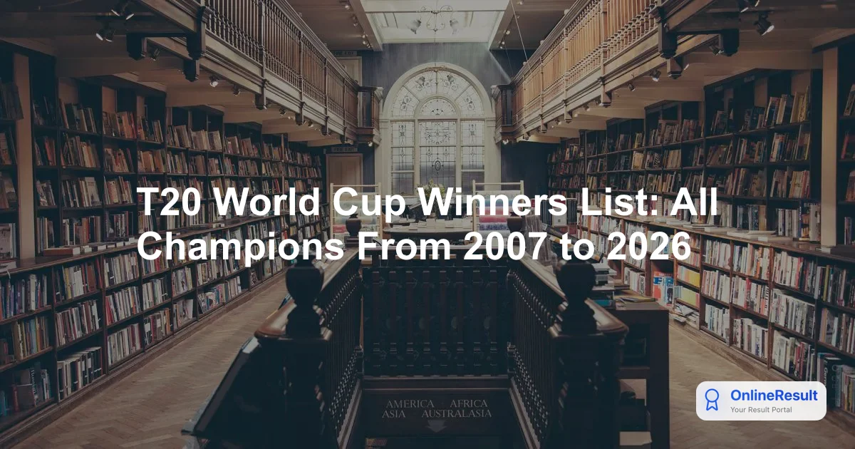 T20 World Cup Winners List: All Champions From 2007 to 2026