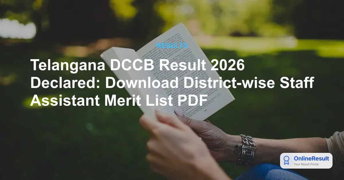 Telangana DCCB Result 2026 Declared: Download District-wise Staff Assistant Merit List PDF