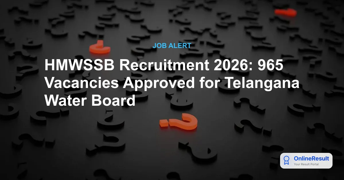 HMWSSB Recruitment 2026: 965 Vacancies Approved for Telangana Water Board