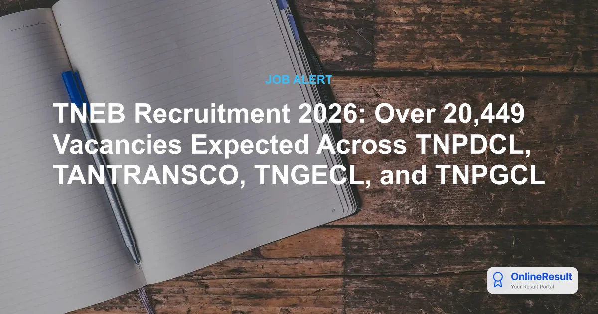 TNEB Recruitment 2026: Over 20,449 Vacancies Expected Across TNPDCL, TANTRANSCO, TNGECL, and TNPGCL