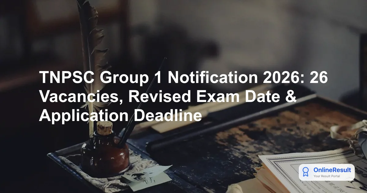 TNPSC Group 1 Notification 2026: 26 Vacancies, Revised Exam Date & Application Deadline