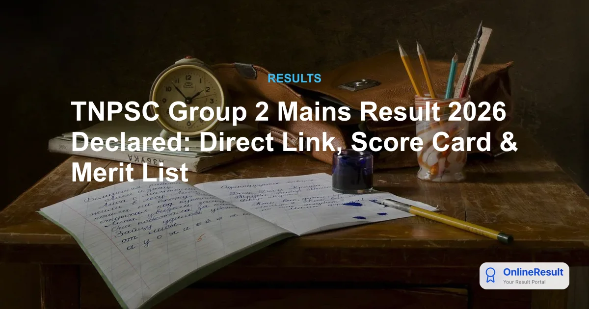 TNPSC Group 2 Mains Result 2026 Declared: Direct Link, Score Card & Merit List