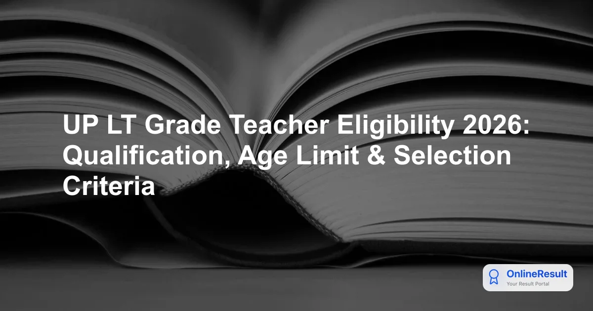 UP LT Grade Teacher Eligibility 2026: Qualification, Age Limit & Selection Criteria