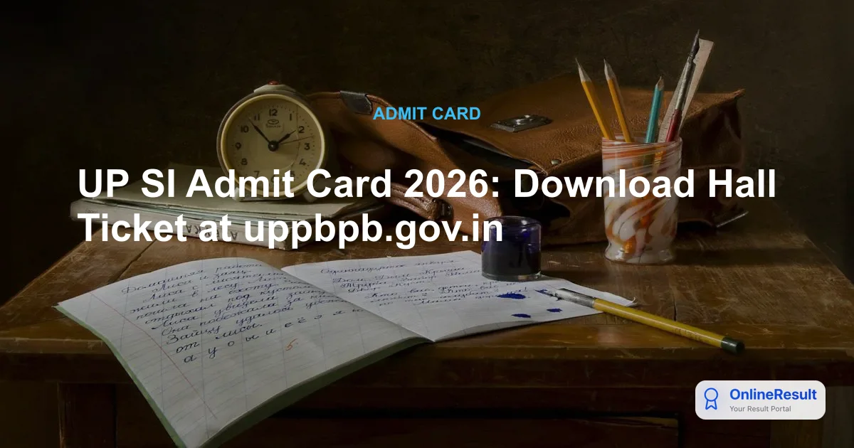 UP SI Admit Card 2026: Download Hall Ticket at uppbpb.gov.in