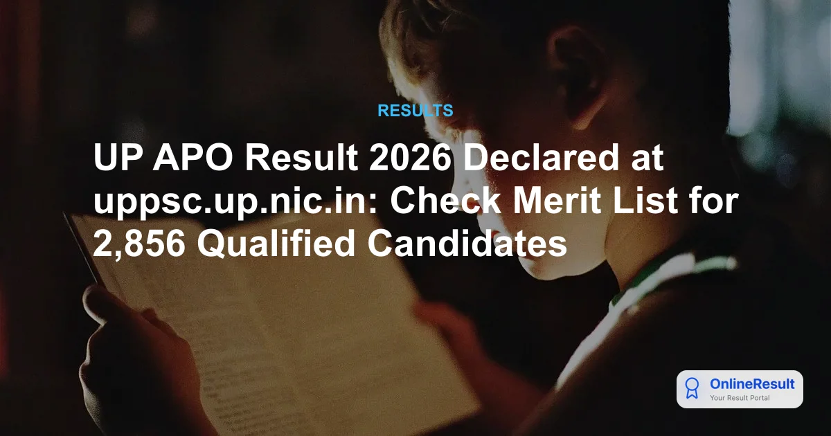 UP APO Result 2026 Declared at uppsc.up.nic.in: Check Merit List for 2,856 Qualified Candidates