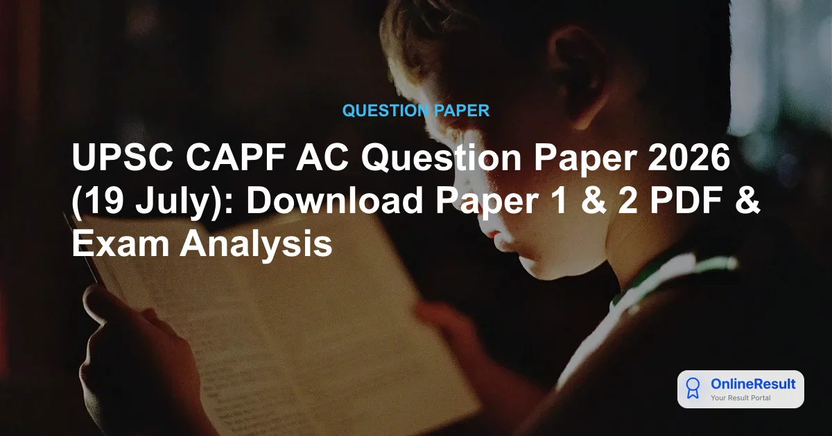 UPSC CAPF AC Question Paper 2026 (19 July): Download Paper 1 & 2 PDF & Exam Analysis
