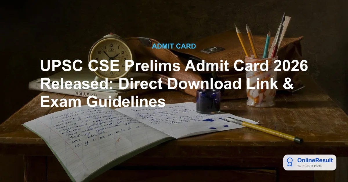 UPSC CSE Prelims Admit Card 2026 Released: Direct Download Link & Exam Guidelines
