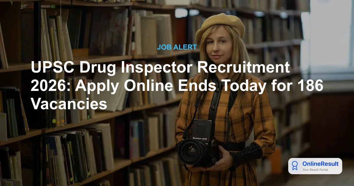 UPSC Drug Inspector Recruitment 2026: Apply Online Ends Today for 186 Vacancies