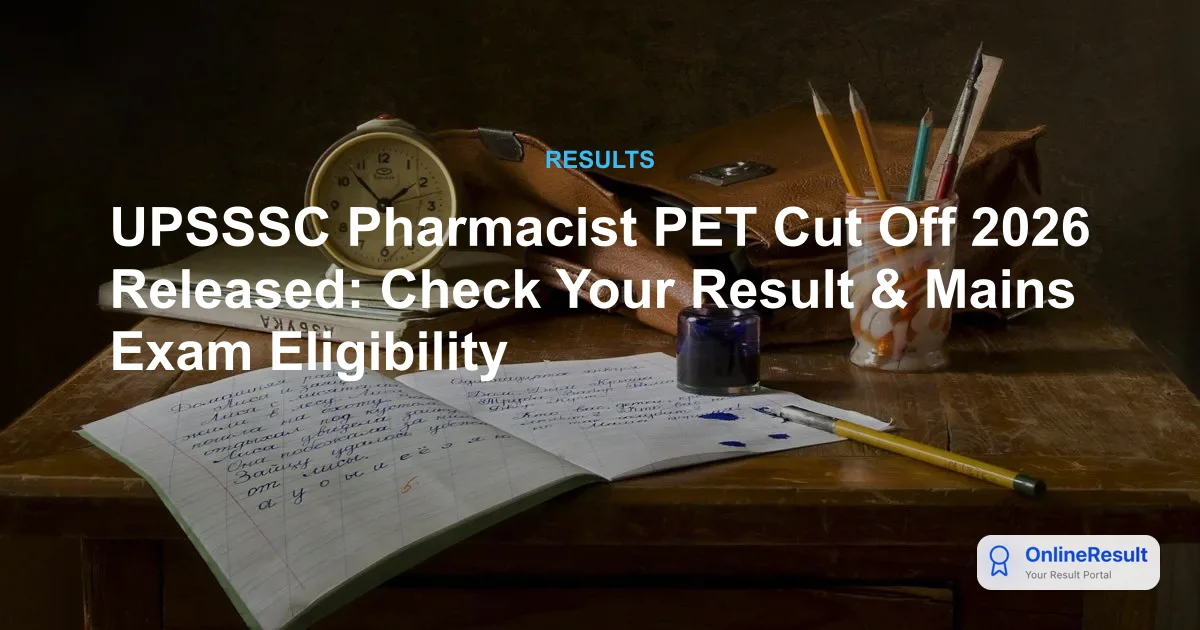 UPSSSC Pharmacist PET Cut Off 2026 Released: Check Your Result & Mains Exam Eligibility