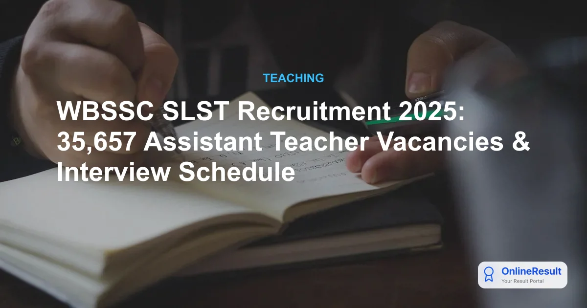WBSSC SLST Recruitment 2025: 35,657 Assistant Teacher Vacancies & Interview Schedule