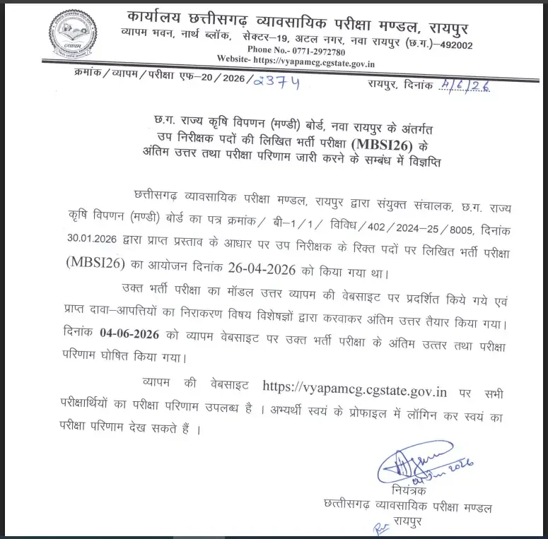 CG Mandi Nirikshak Result 2026 Out, Scorecard and Merit List PDF_3.1