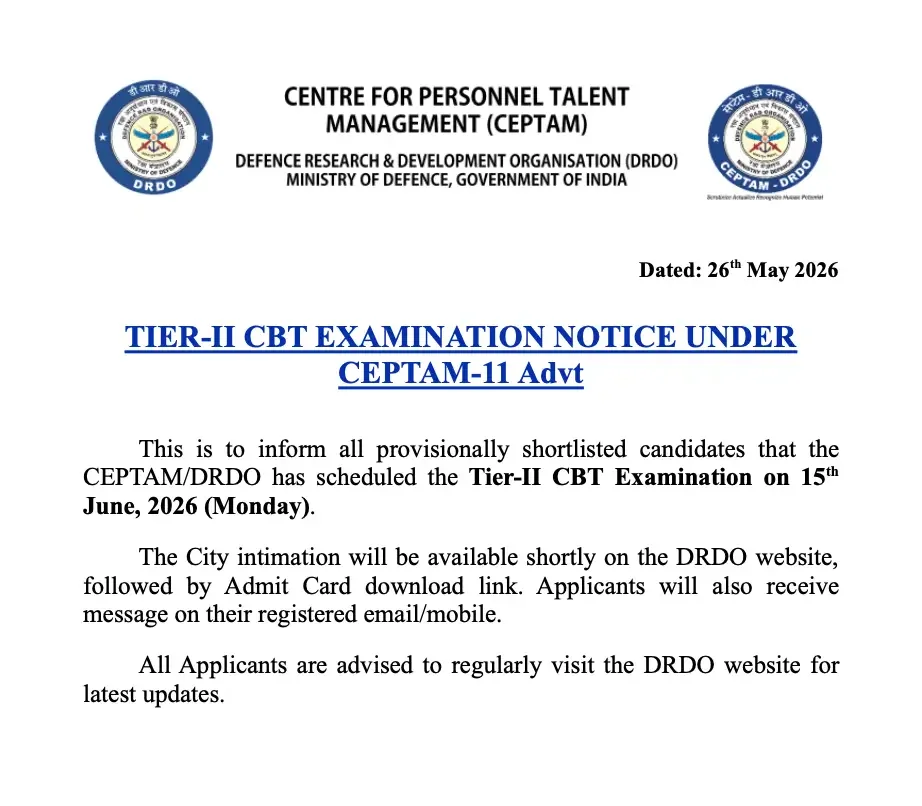 DRDO CEPTAM 11 Tier 2 Exam